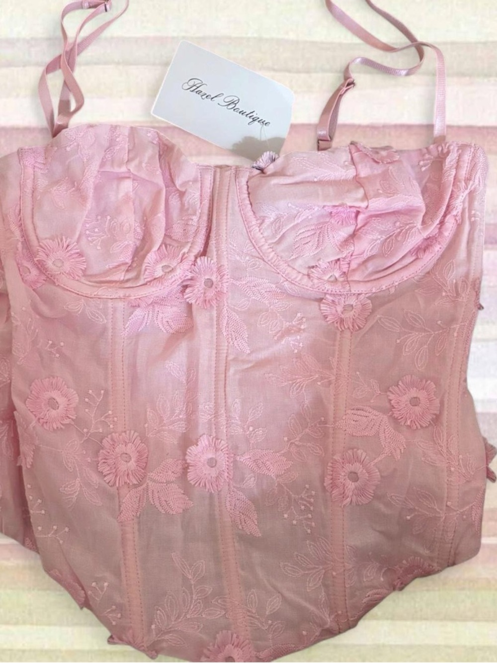 Pastel Boutique Pink Embroidered Tank Top